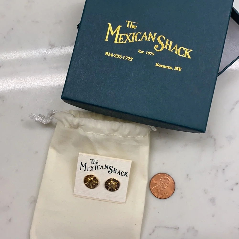 NWT Gold Engraved Medallion Stud Earrings | Western Boho Vintage Style